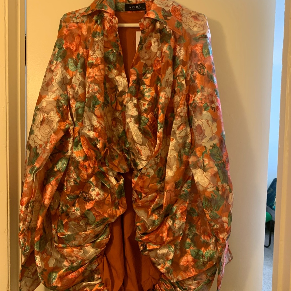 Elegant Floral Cape - Orange and Green